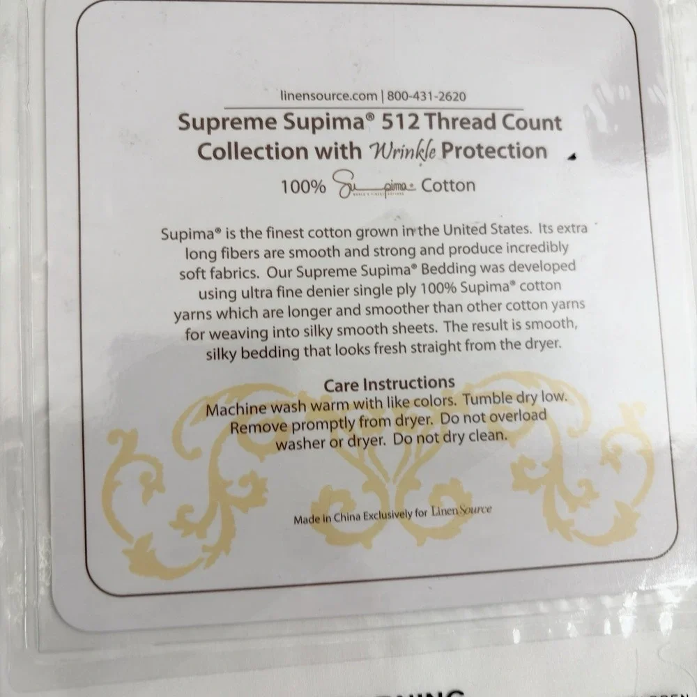 Linen‎ Source Supreme Supima White Queen Flat Sheet 512 Tread Count Cotton NEW
